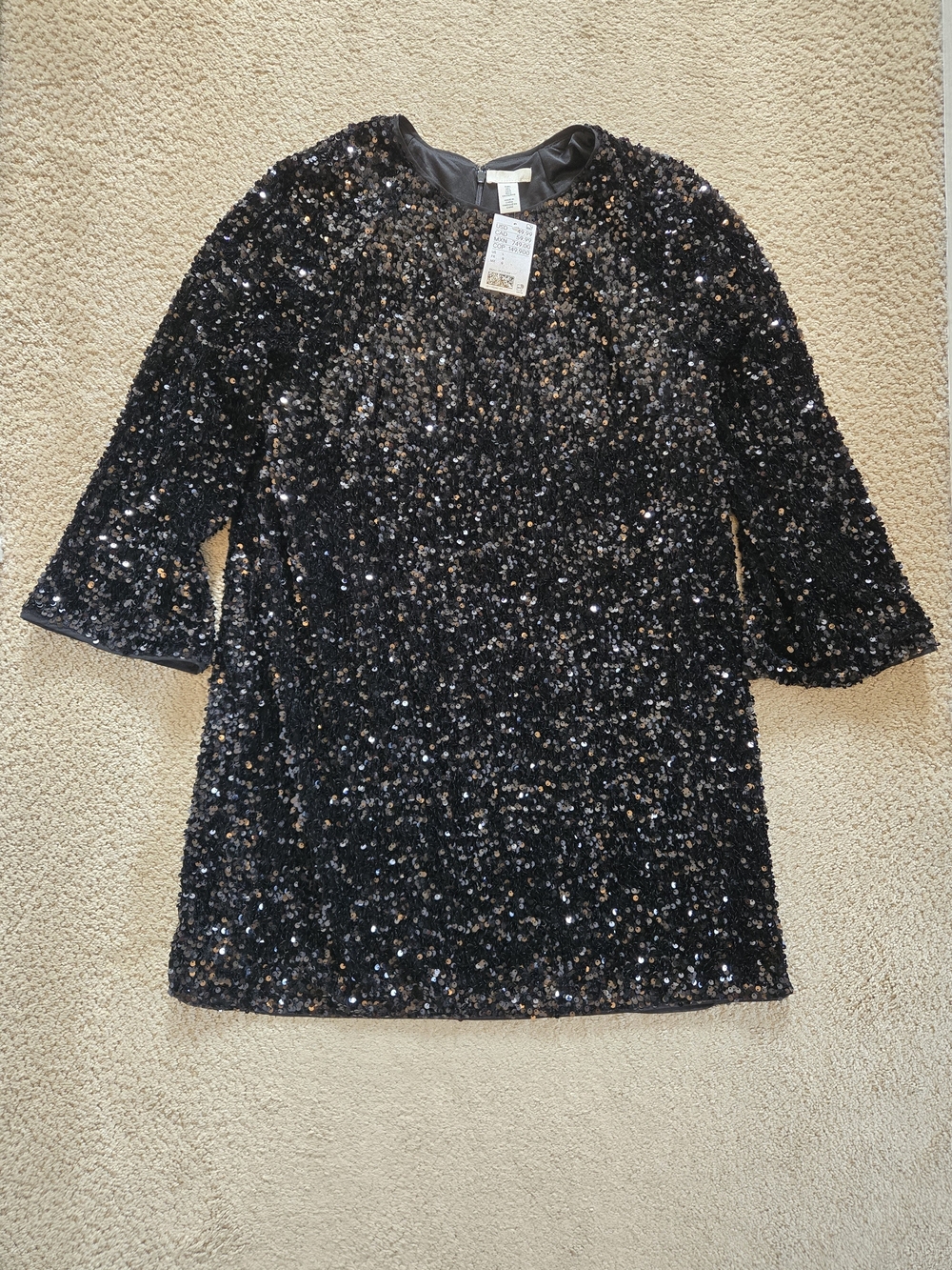 H&M Black Sequin Shift Dress